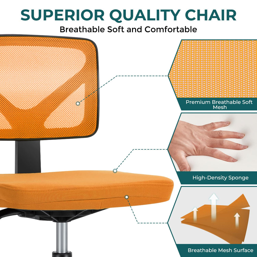 Orange Mesh Ergonomic Adjustable Swivel Rolling Office Chair G35973