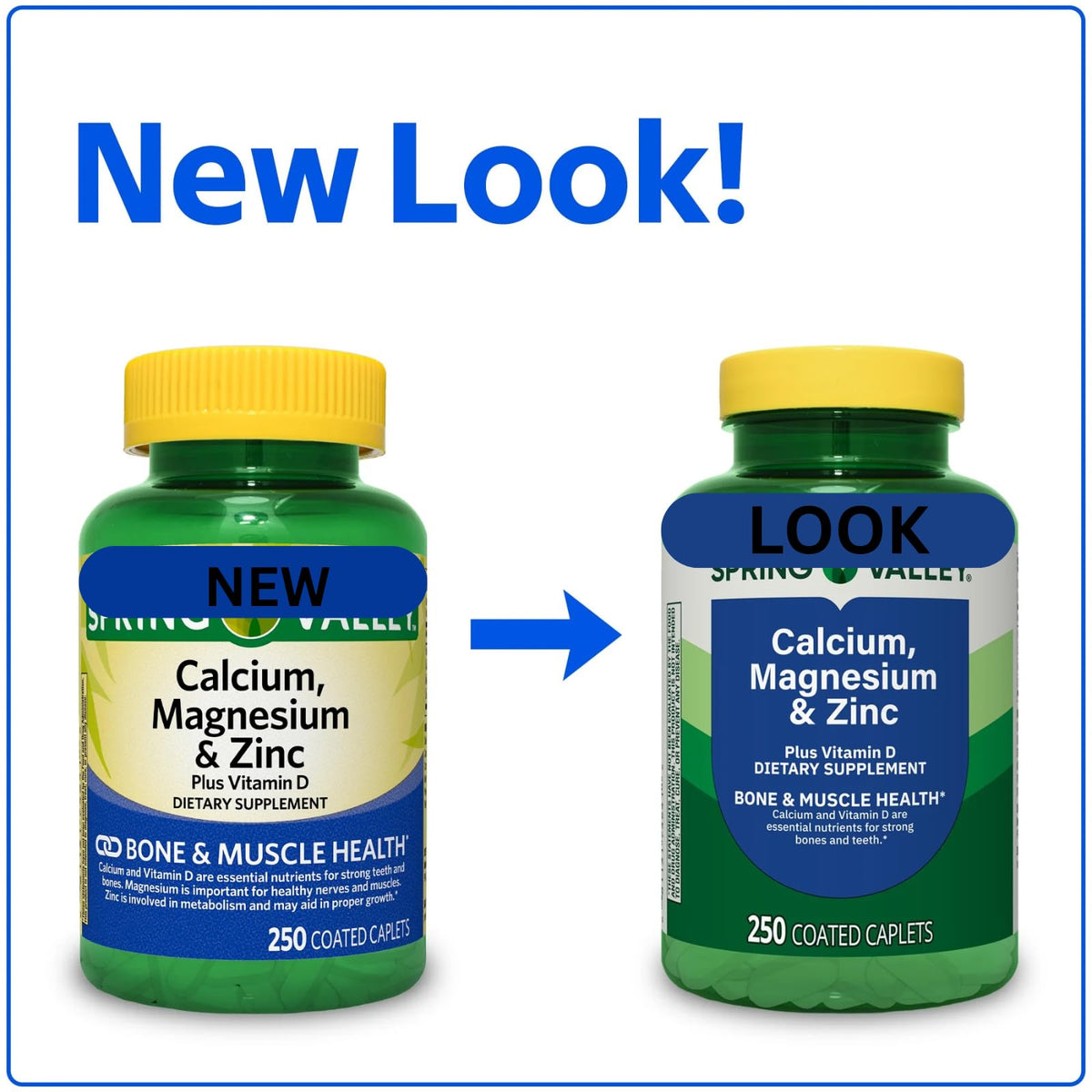 Calcium Magnesium Zinc Vitamin D3 Dietary Supplement 250 Coated Caplets W18721