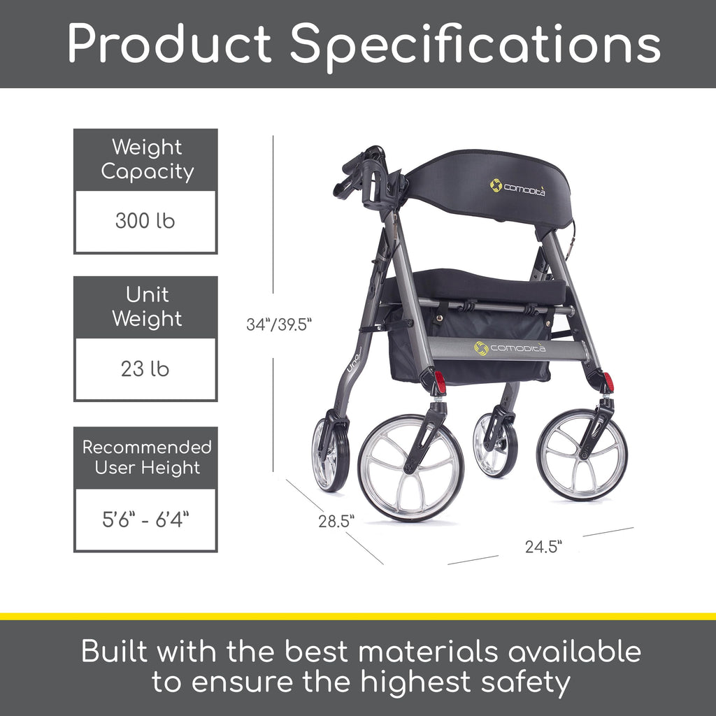 Rolling Walker with Orthopedic Extra Wide Seat and Brakes Z296