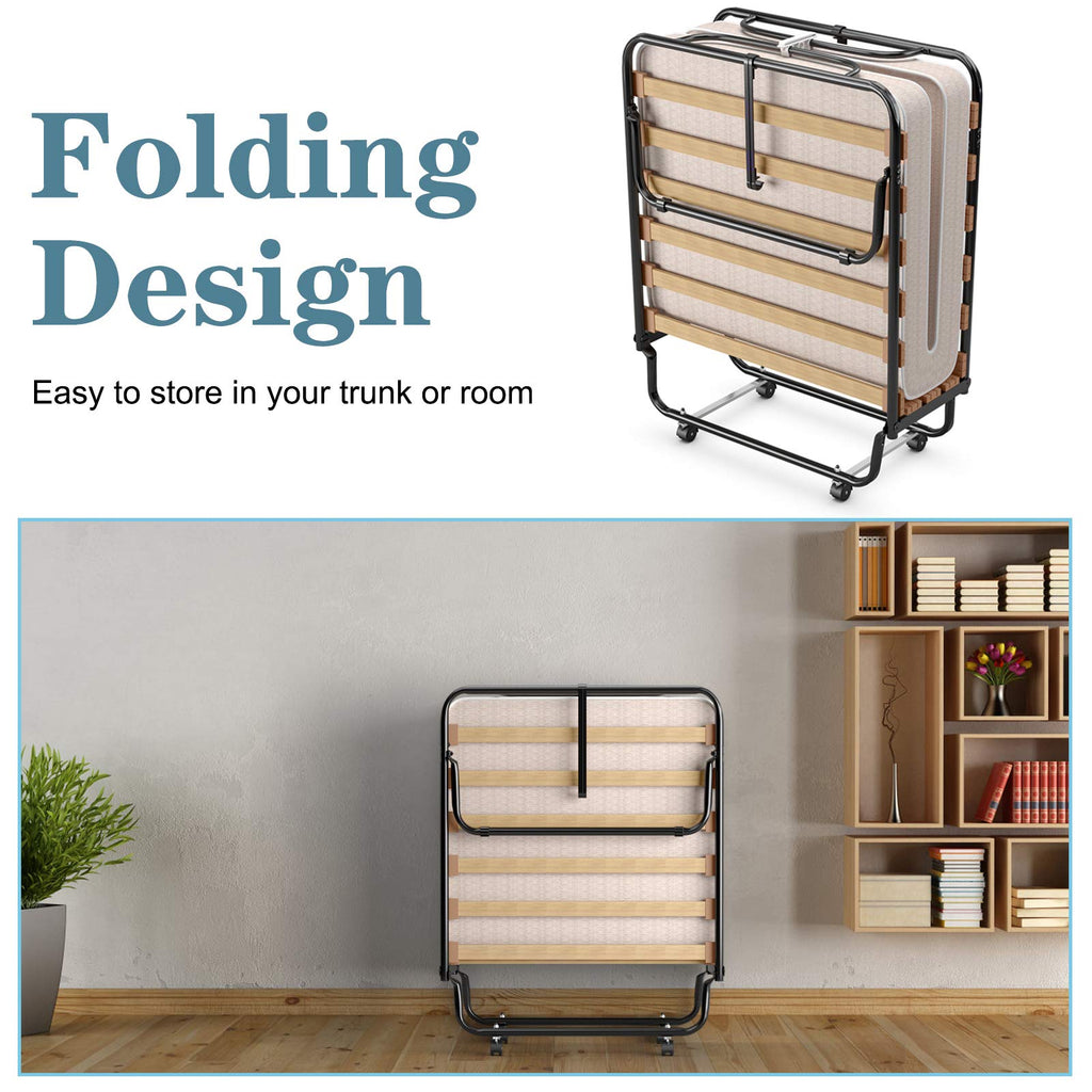 Folding Bed with 4 Inch Memory Foam Mattress Metal Frame G370262