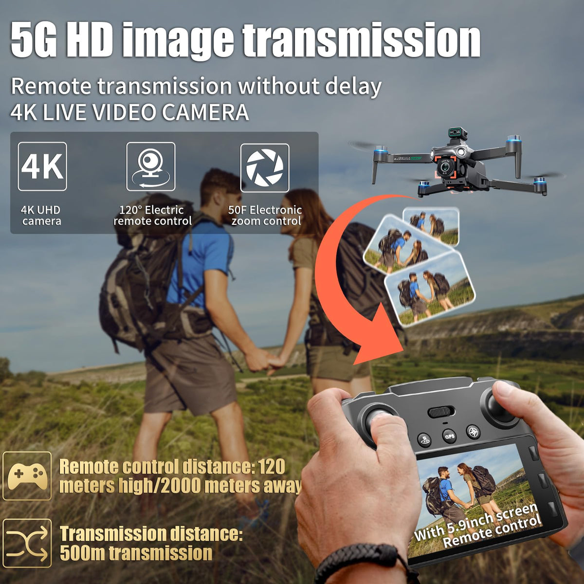 4K Camera Drone with Large Screen W5290