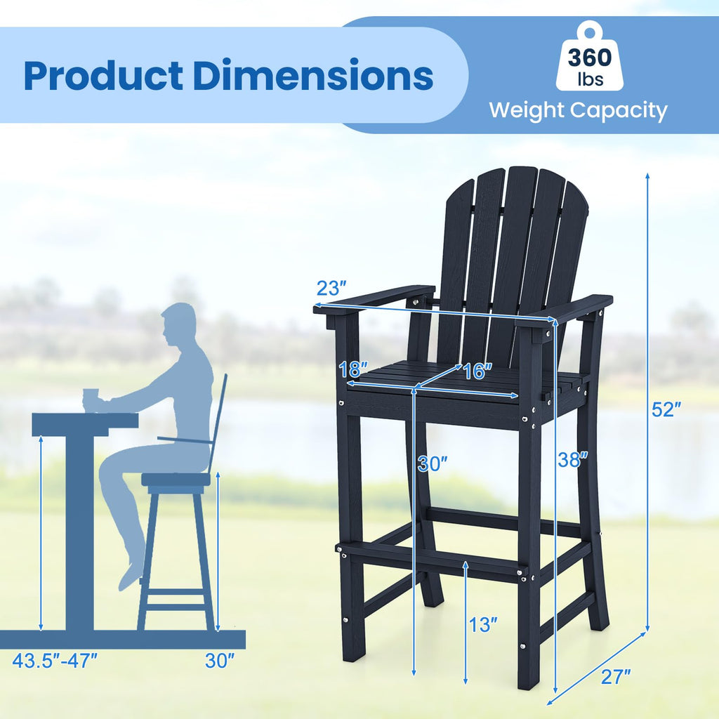 Navy Blue HDPE Resin Adirondack Chair G798