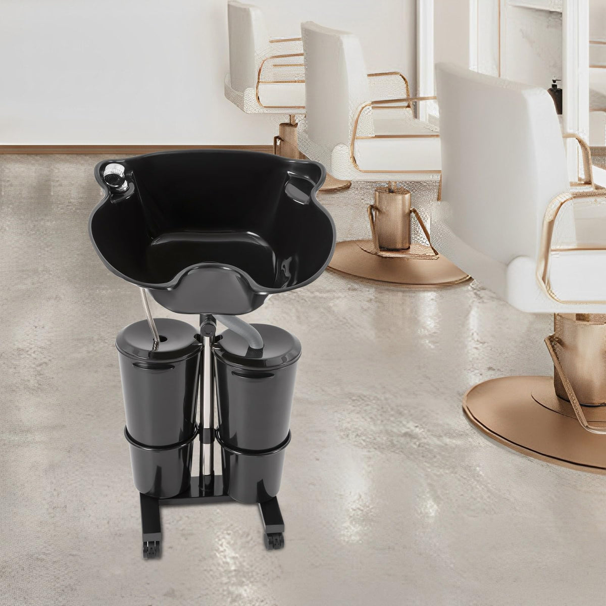 Portable Height-Adjustable Shampoo Basin with 2 Water Buckets H371