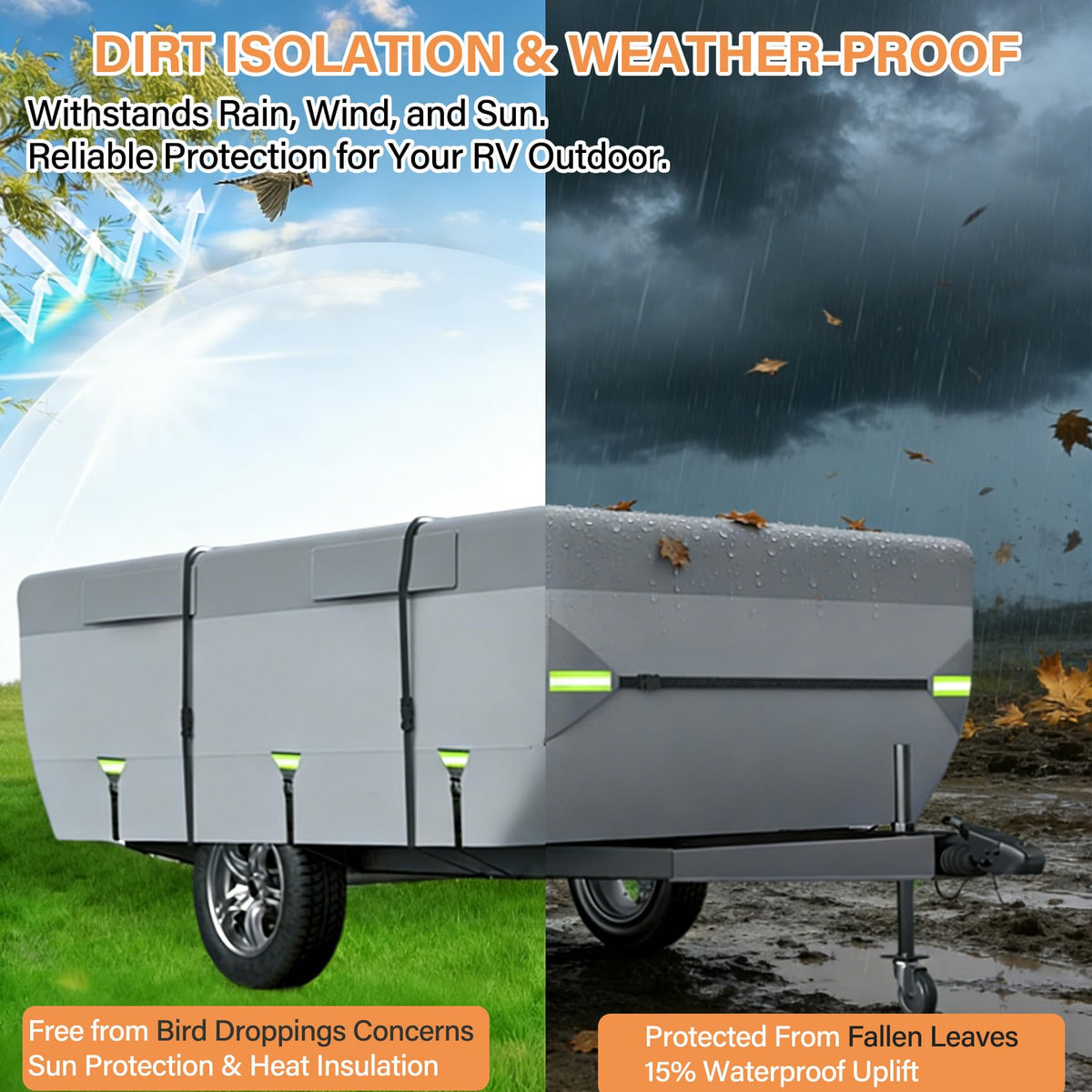 12'-14' 7 Layers Waterproof Breathable Pop Up Folding Camper Cover Y55955