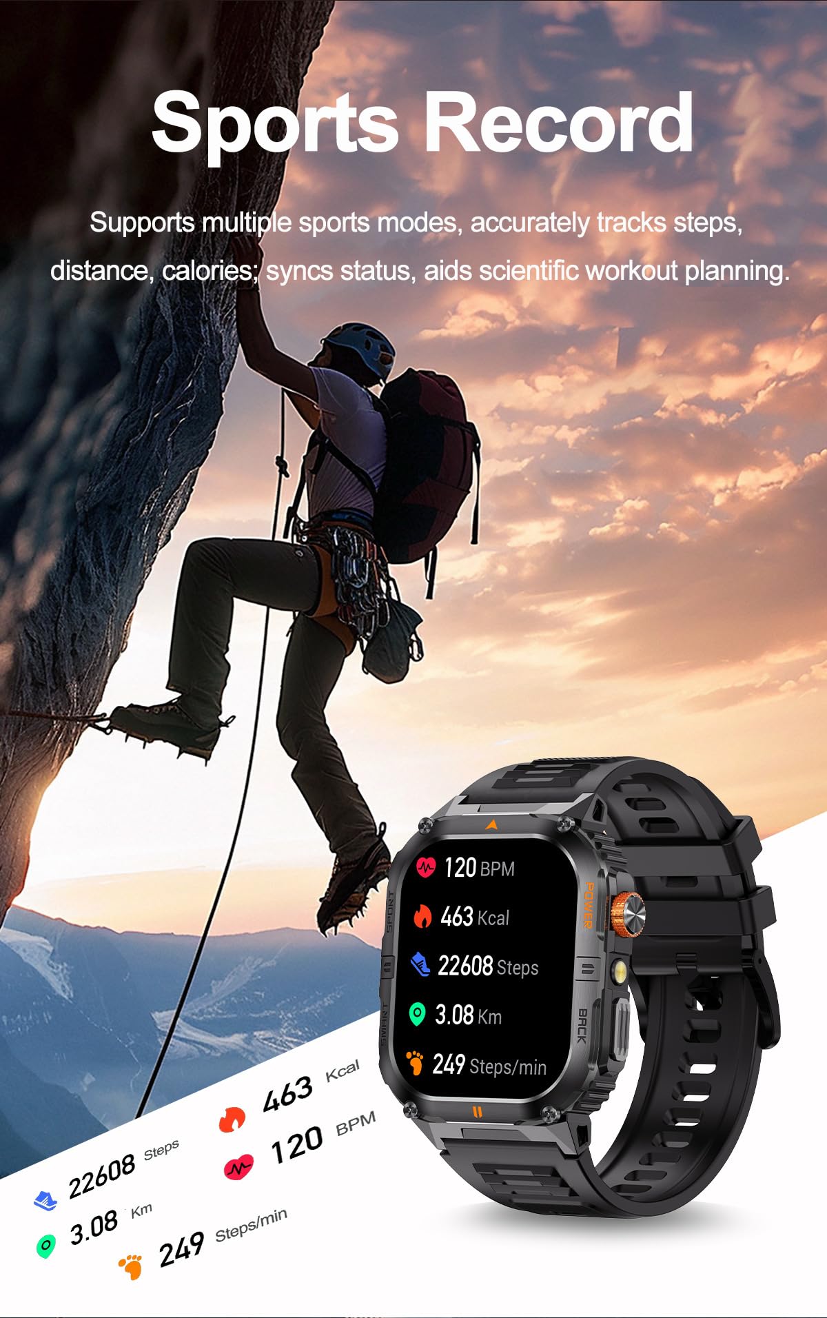 Military Smart Watch with Bluetooth Calling, Heart Rate Monitor, Sleep Tracking, Camouflage Green F884395