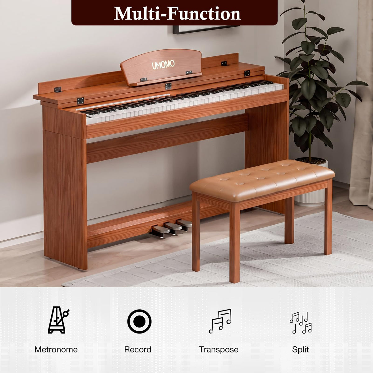 88 Weighted Keys Upright Digital Piano with Bench N380830