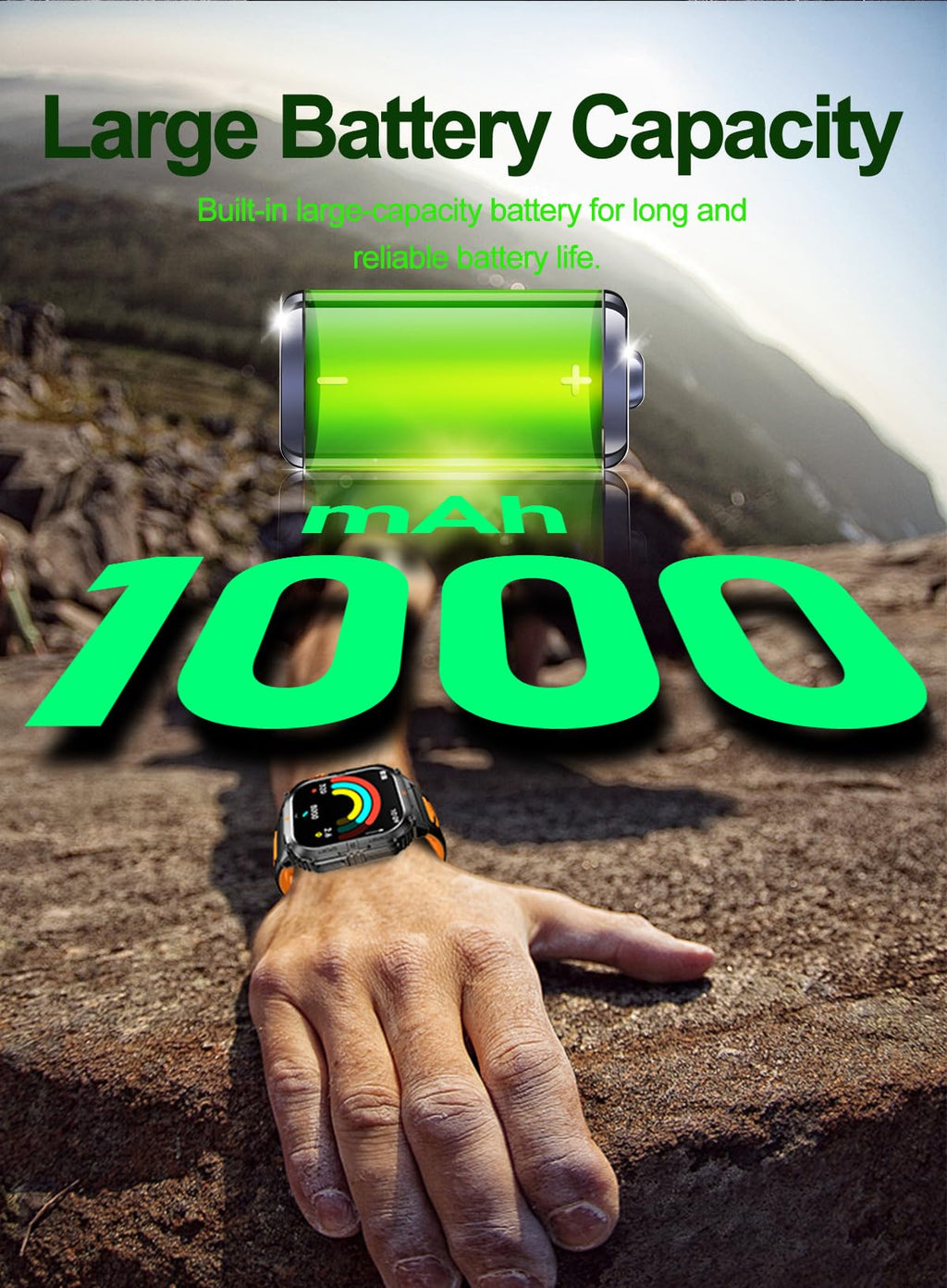 Military Smart Watch with Bluetooth Calling, Heart Rate Monitor, Sleep Tracking, Camouflage Green F884395