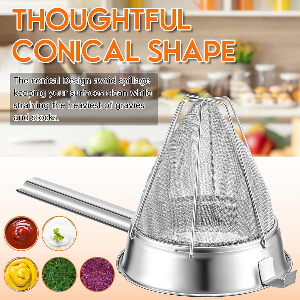 8" Fine Mesh Strainer Set with Handle and Pestle H183
