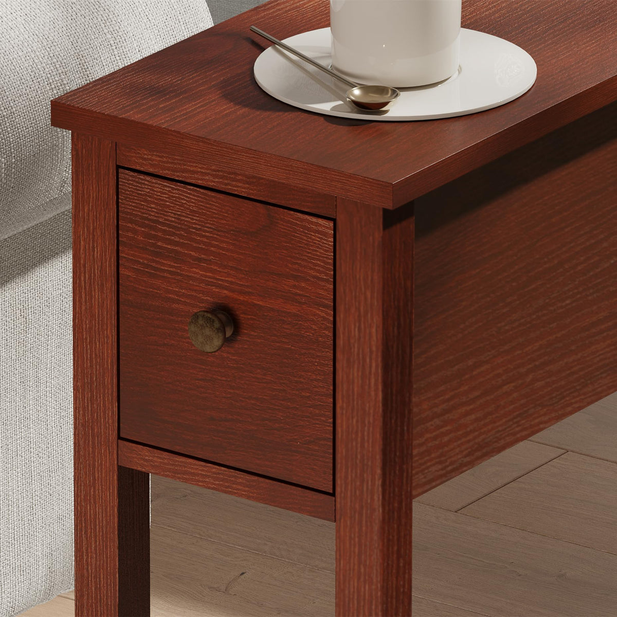 Narrow Side Table with Drawer Set of 2 V17748