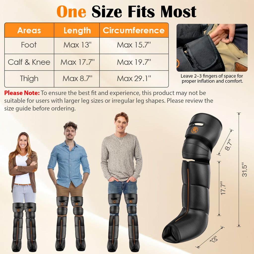 Air Compression Leg Massager with Heat, 6 Modes, 9 Intensities X783