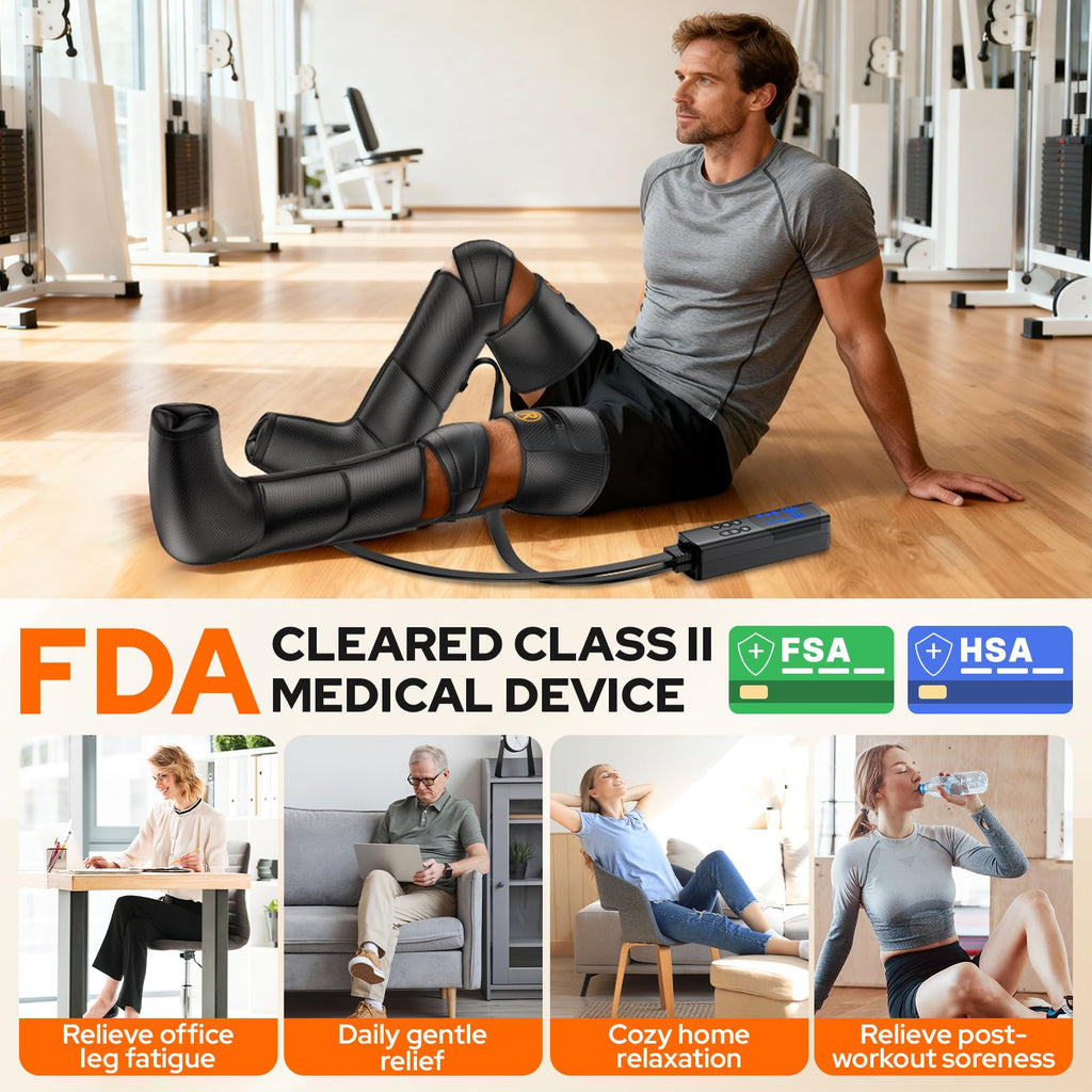 Air Compression Leg Massager with Heat, 6 Modes, 9 Intensities X783
