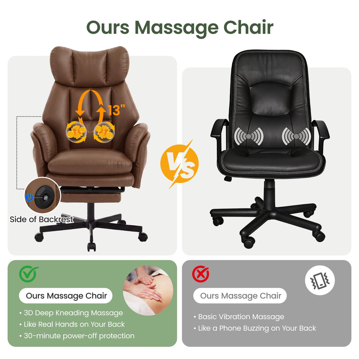 3D Kneading Massage Office Chair with Footrest N593