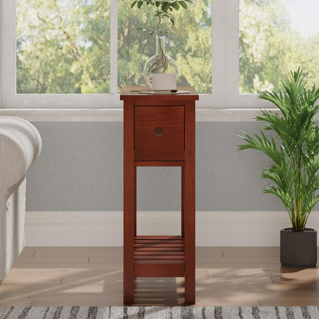 Narrow Side Table with Drawer Set of 2 V17748
