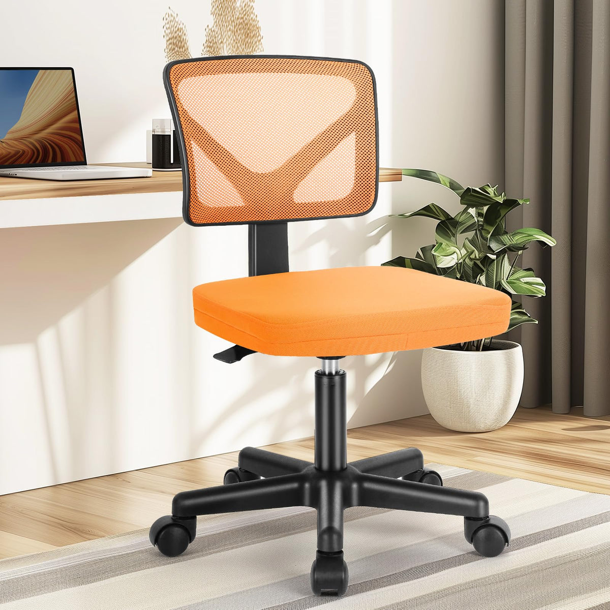 Orange Mesh Ergonomic Adjustable Swivel Rolling Office Chair G35973