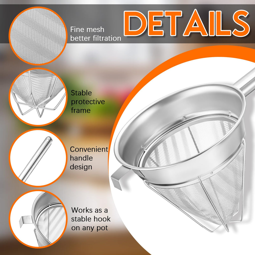 8" Fine Mesh Strainer Set with Handle and Pestle H183