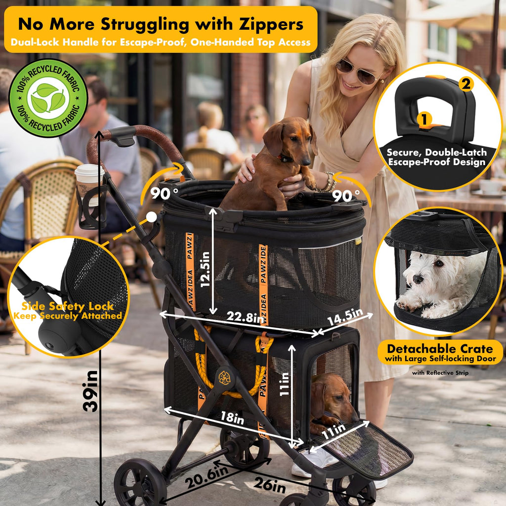 Double Pet Stroller with 2 Detachable Carrier R3281