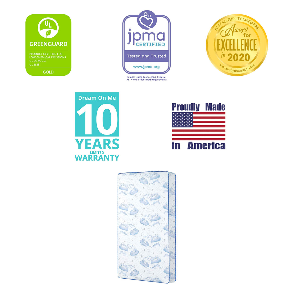 Blue 88 Coil Spring Crib and Toddler Bed Mattress J2234