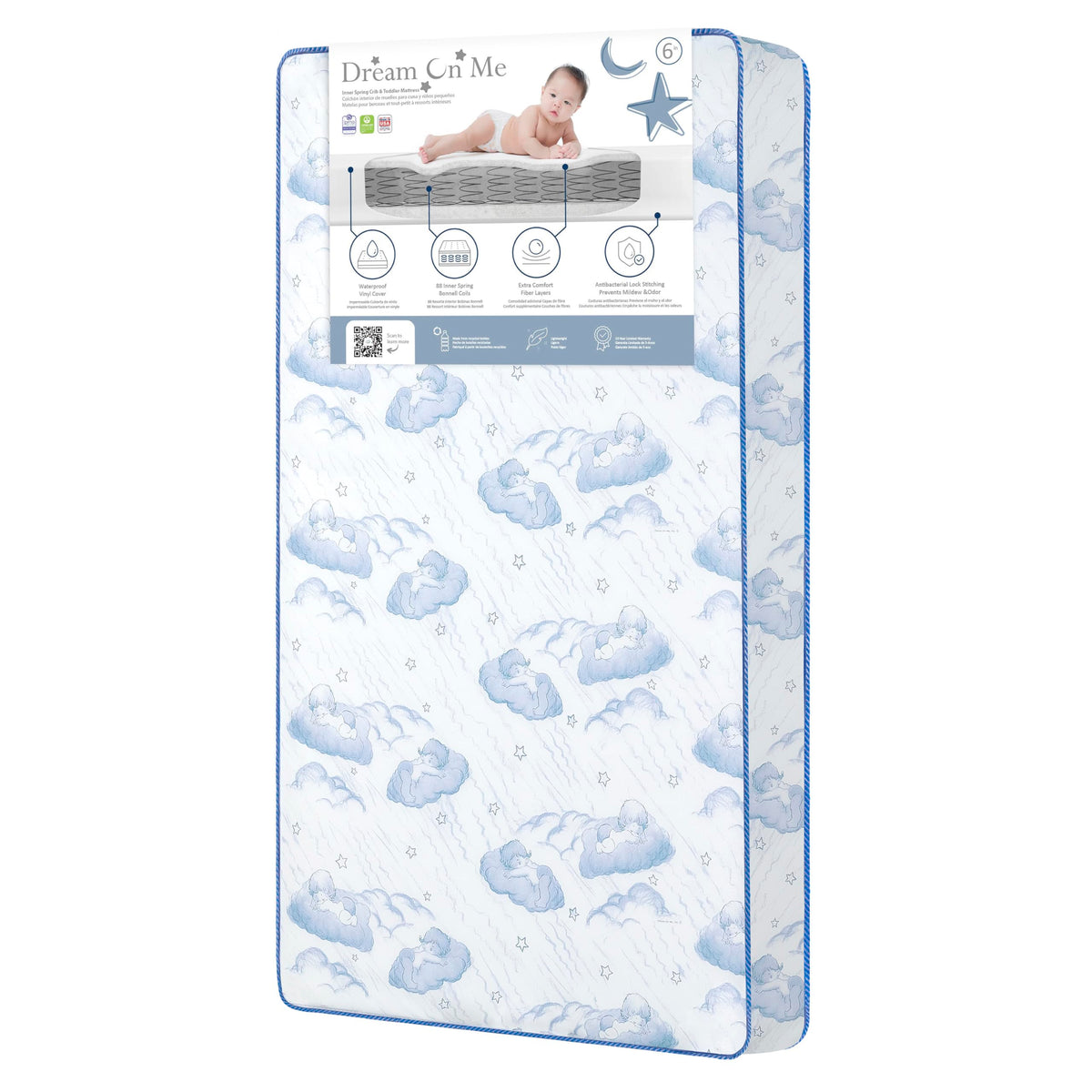 Blue 88 Coil Spring Crib and Toddler Bed Mattress J2234