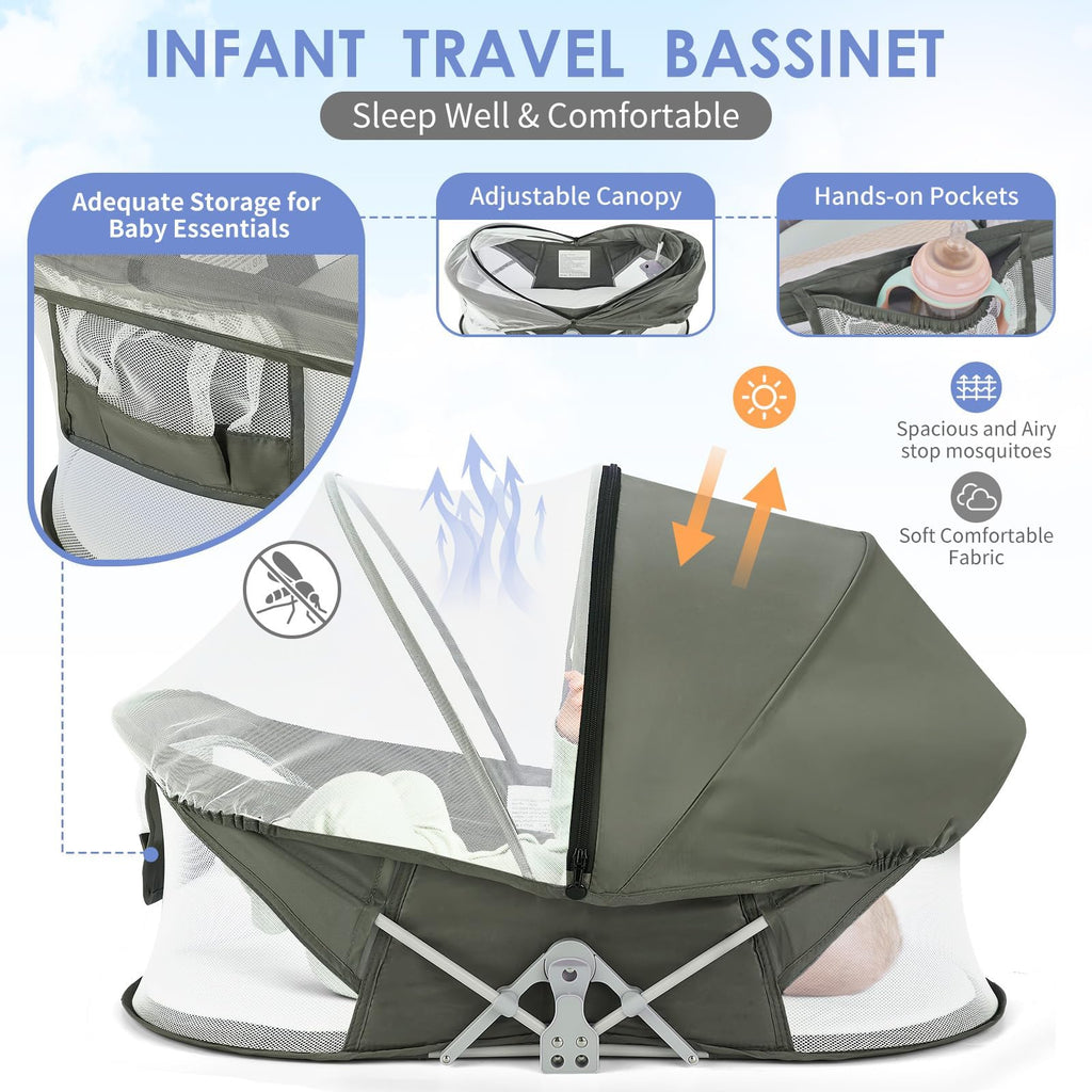 Portable Baby Bassinet with Mosquito Net & Sunshade G662061