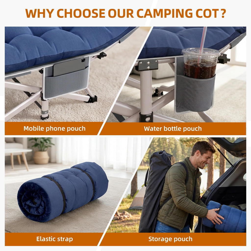 Heavy Duty 2 Pack Folding Camping Cot with Carry Bag S82789