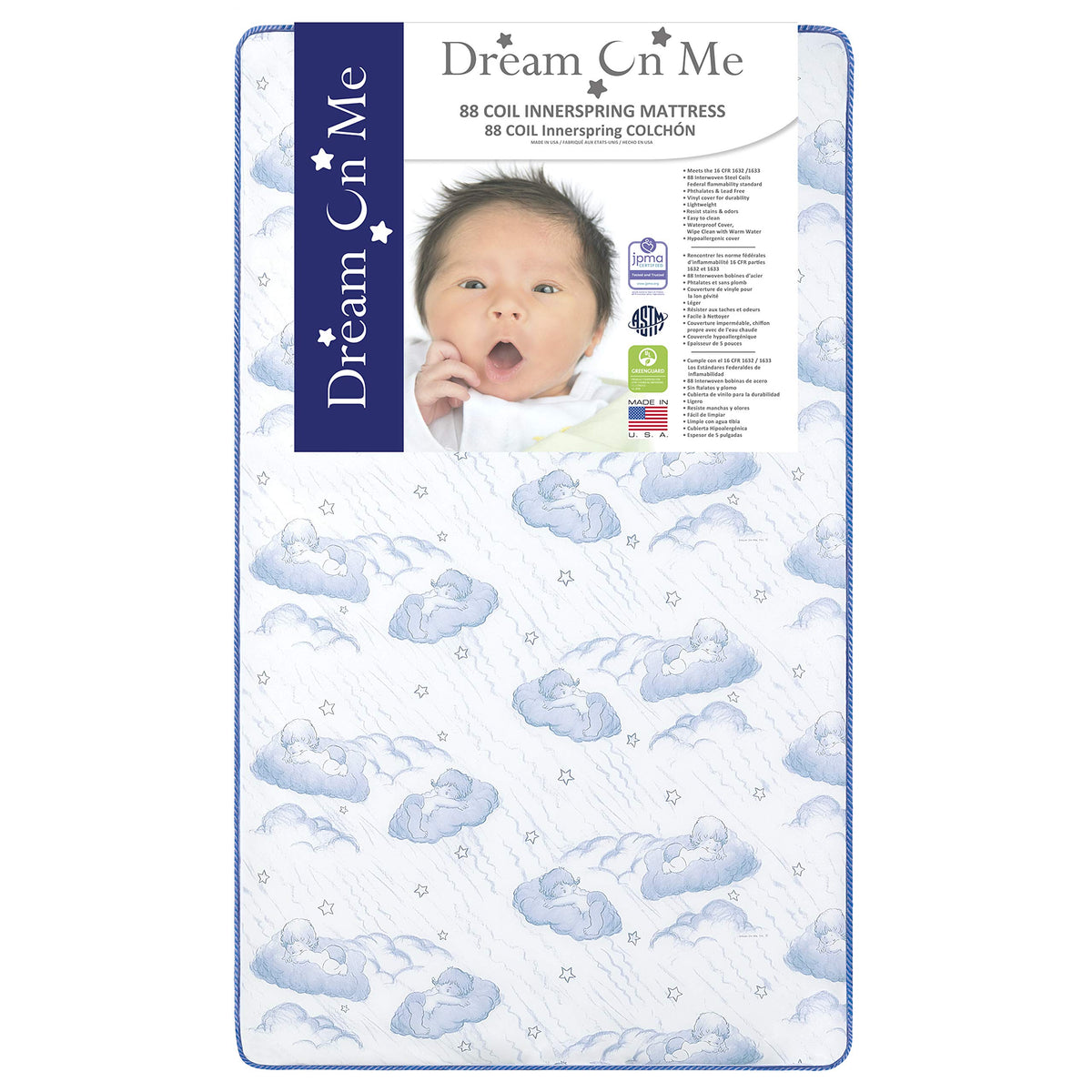Blue 88 Coil Spring Crib and Toddler Bed Mattress J2234