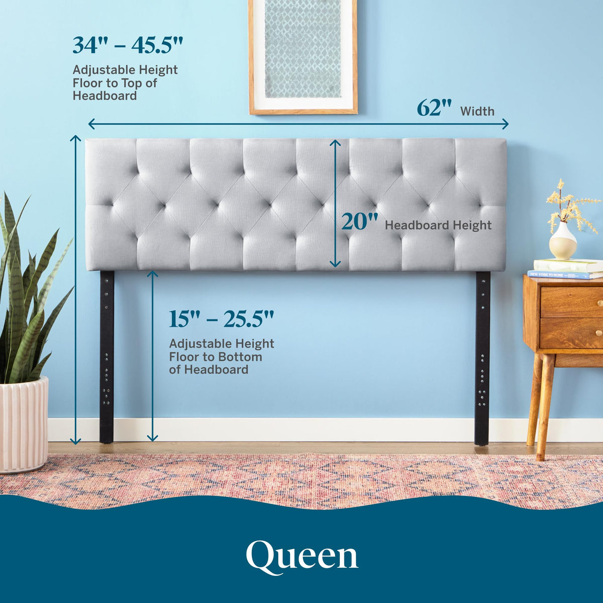 Stone Queen Size Upholstered Headboard Z5272