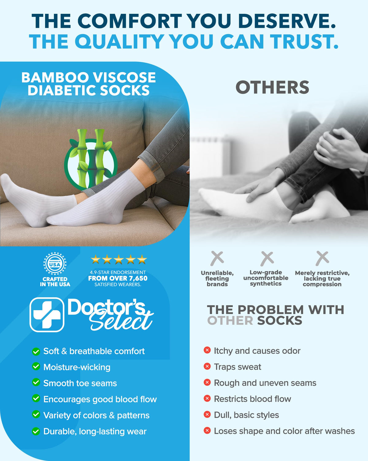 Bamboo Viscose Diabetic Socks 6 Pairs N80540