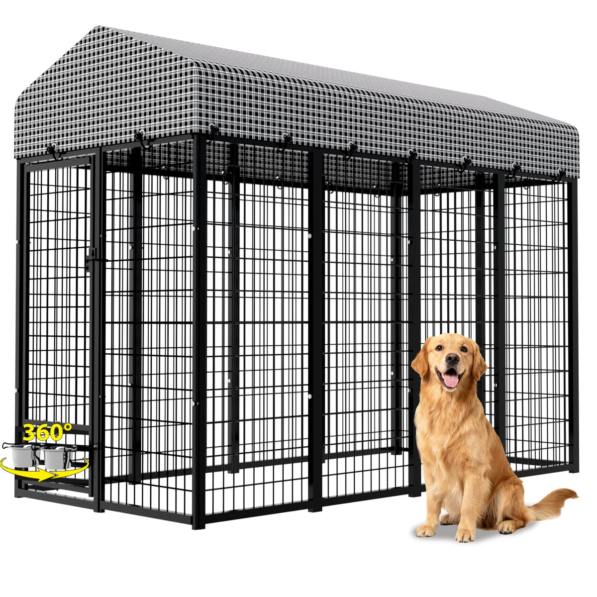 Heavy Duty Outdoor Dog Kennel with Roof Cover U263