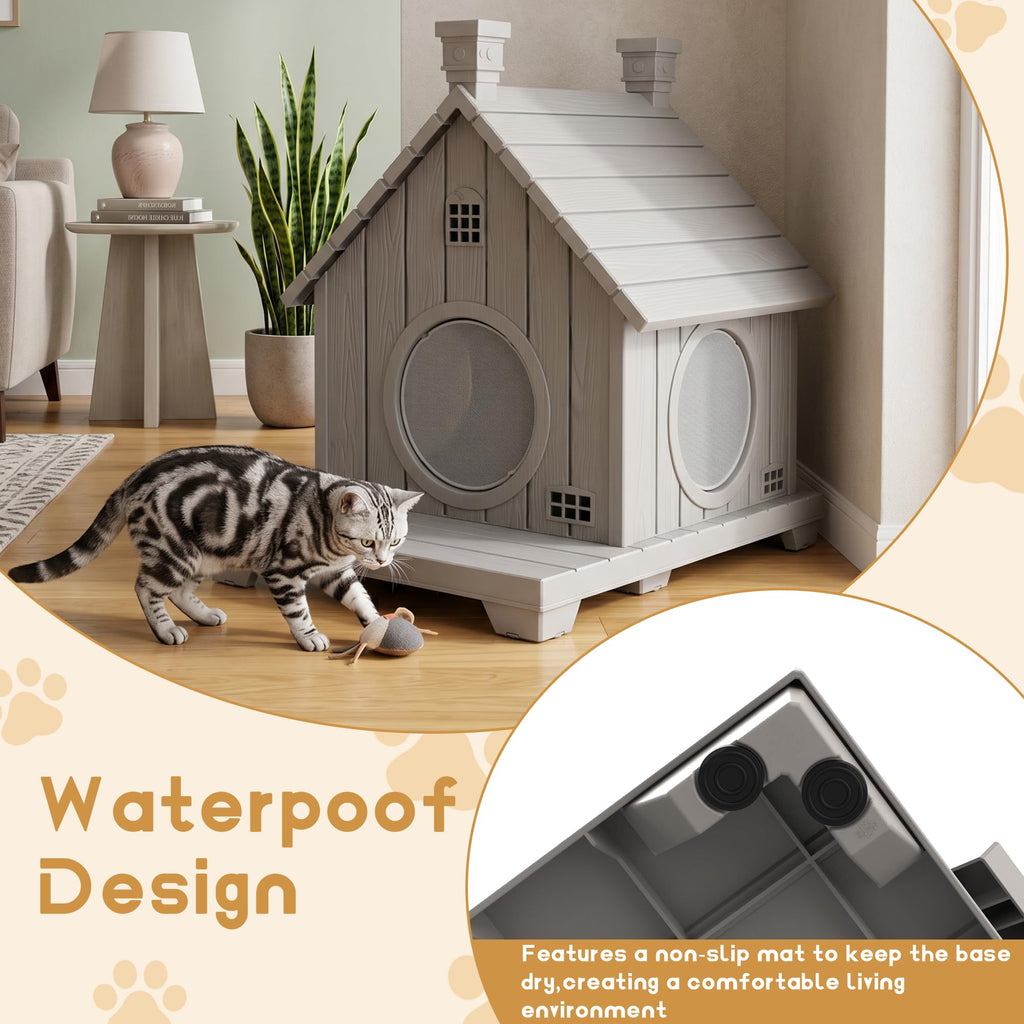 Weatherproof 1-Story Resin Cat House W416185