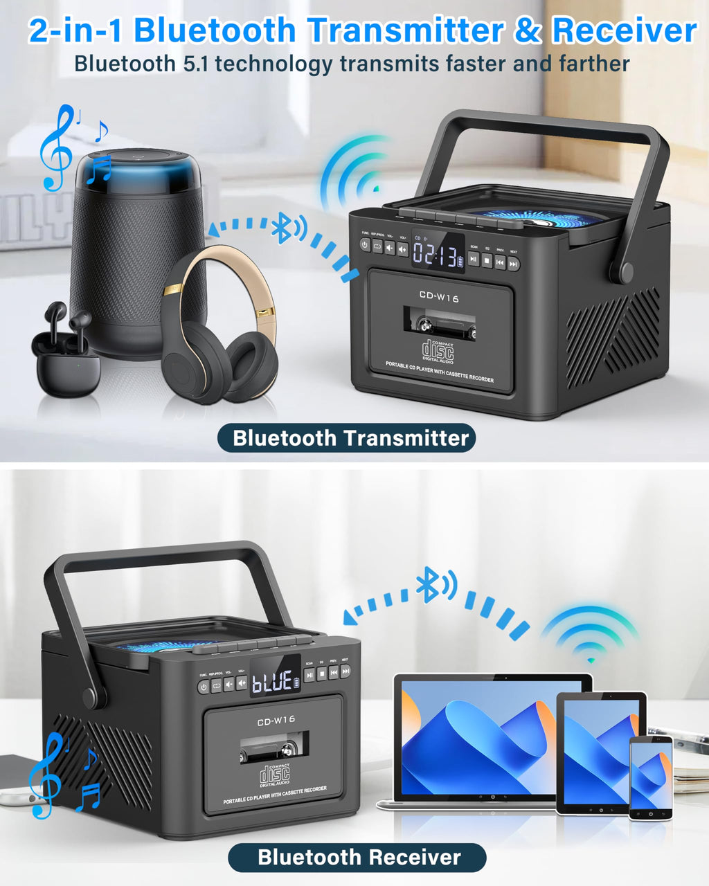 CD and Cassette Player Combo S503