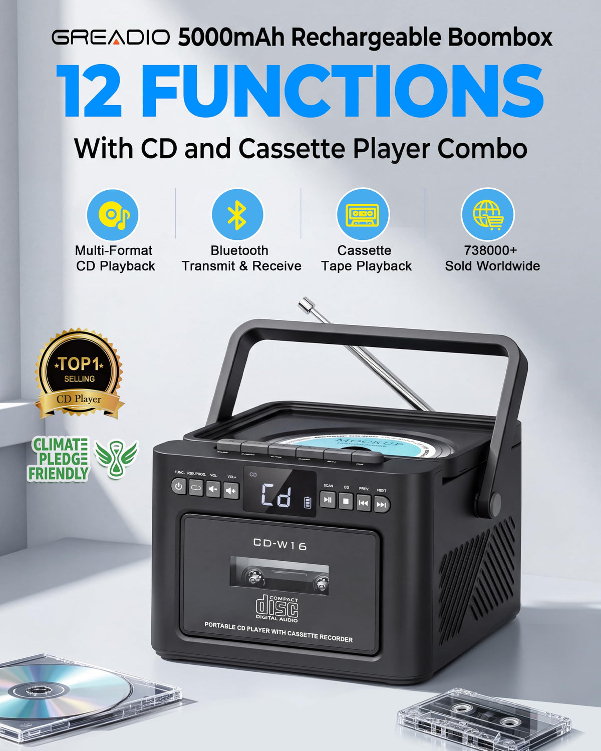 CD and Cassette Player Combo S503