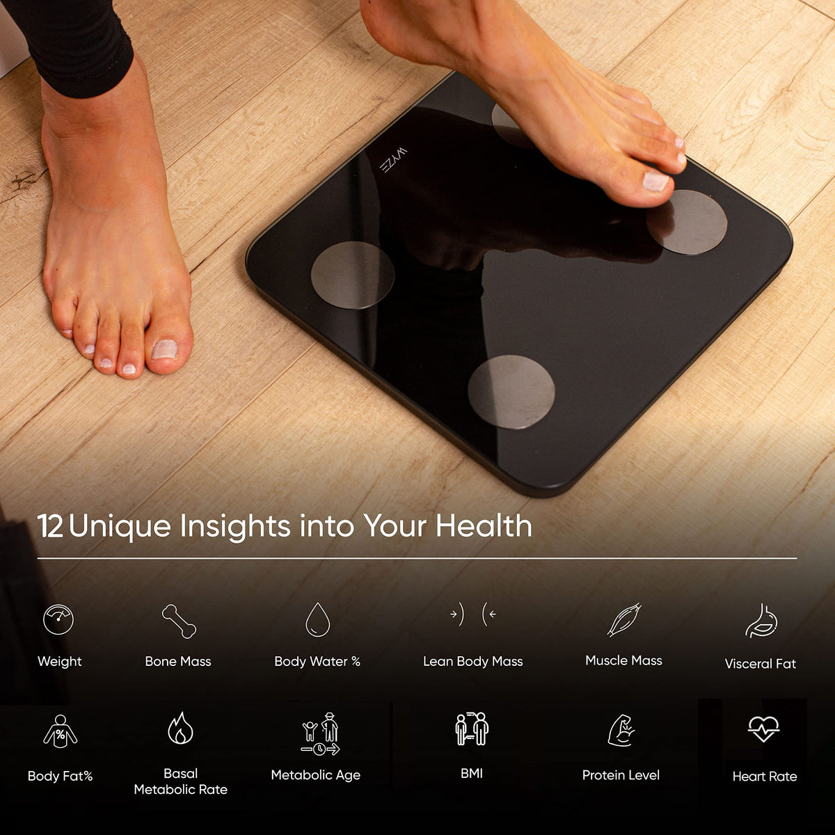 Digital Bathroom Scale 400 lb Black White F778