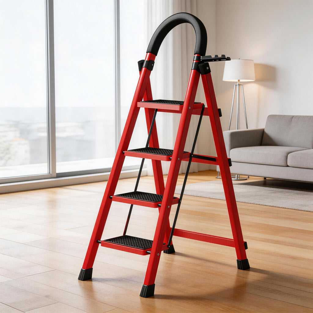 4 Step Folding Ladder with Handrails, Heavy Duty 800 lbs Step Stool T18768