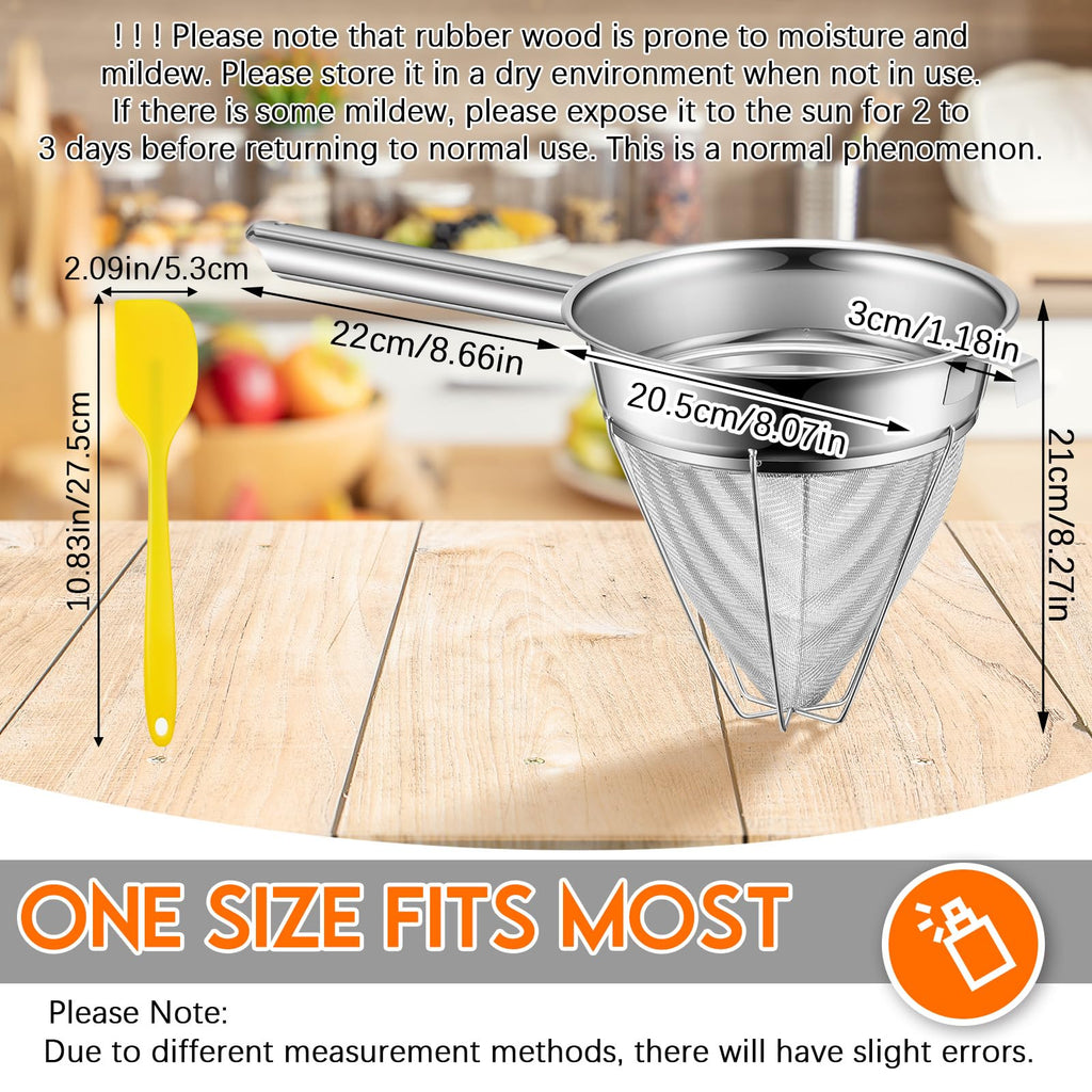 8" Fine Mesh Strainer Set with Handle and Pestle H183