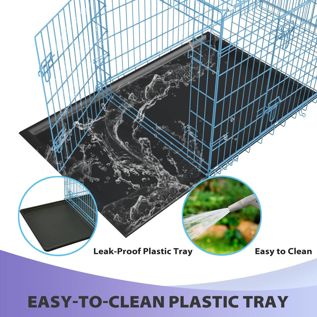 48 Inch Extra Large Folding Metal Wire Dog Crate with Double Door X342938