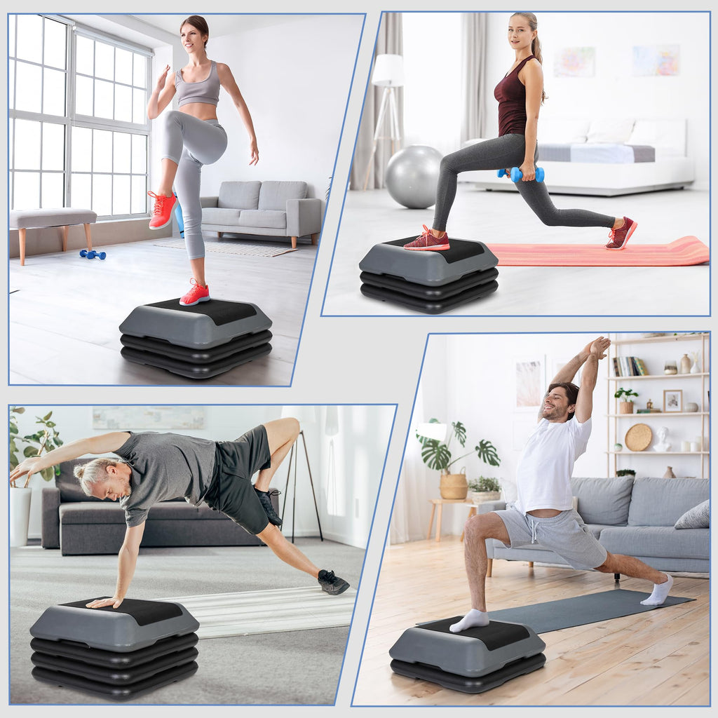 Height Adjustable Step Aerobic Platform with 4 Risers P414778