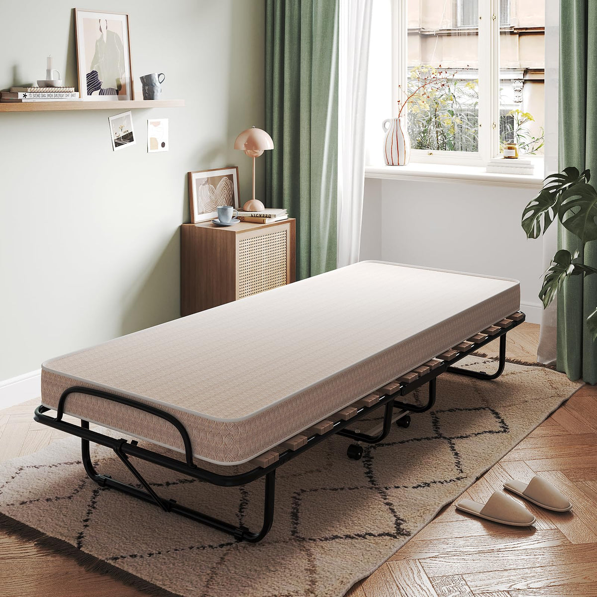 Folding Bed with 4 Inch Memory Foam Mattress Metal Frame G370262