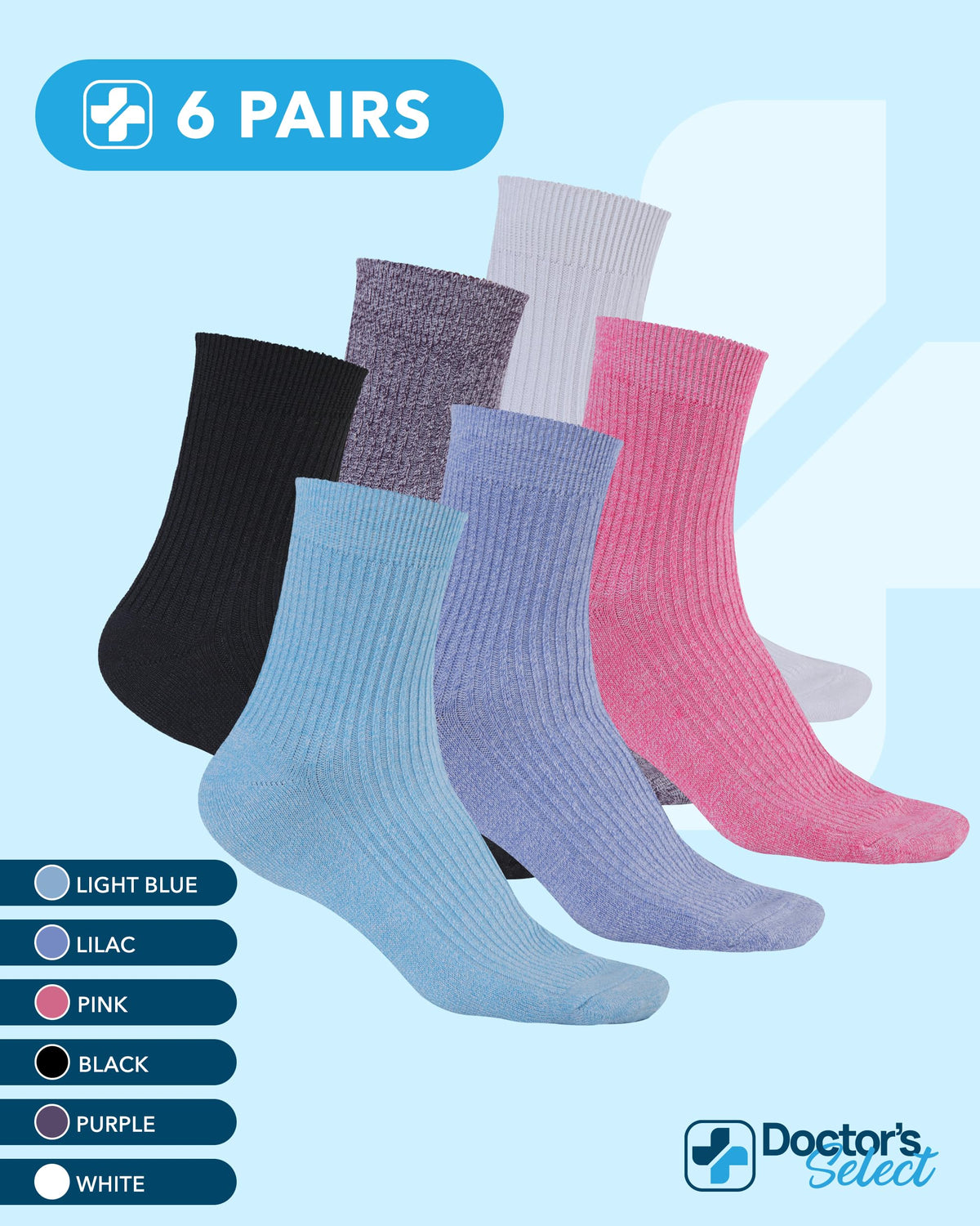 Bamboo Viscose Diabetic Socks 6 Pairs N80540