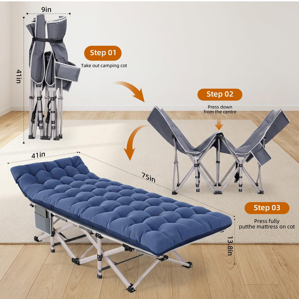 Heavy Duty 2 Pack Folding Camping Cot with Carry Bag S82789