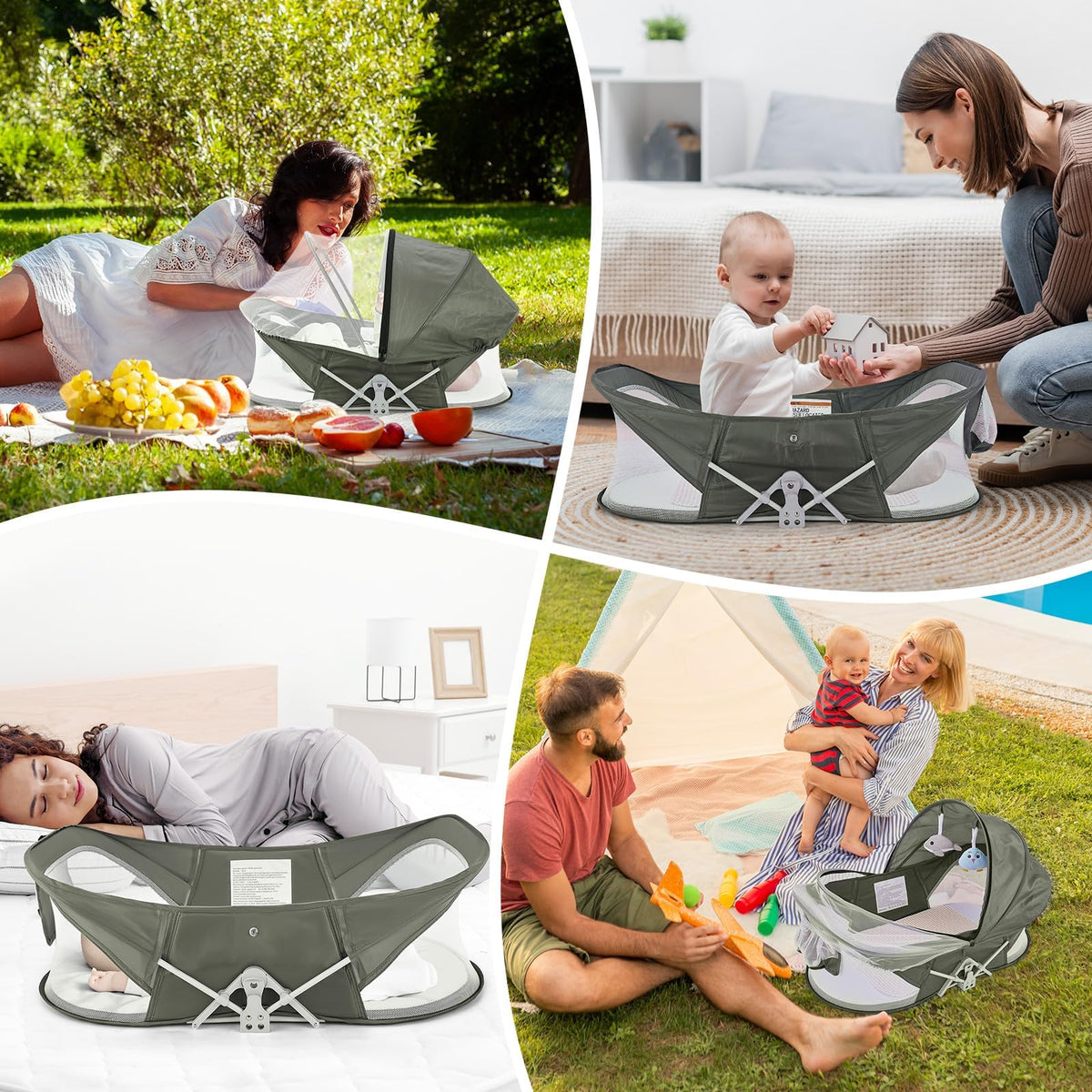 Portable Baby Bassinet with Mosquito Net & Sunshade G662061