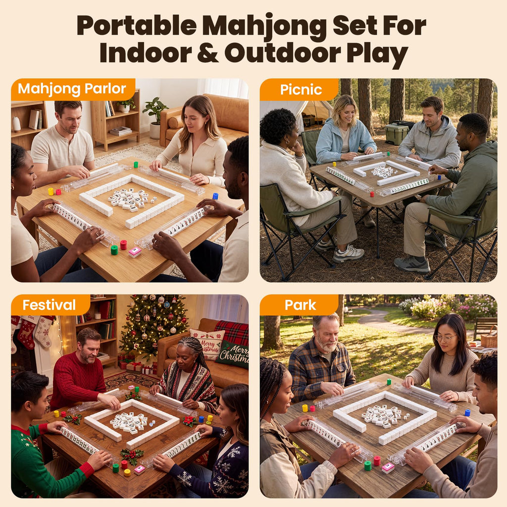 166 Tiles Mahjong Set with 4 Racks R99310