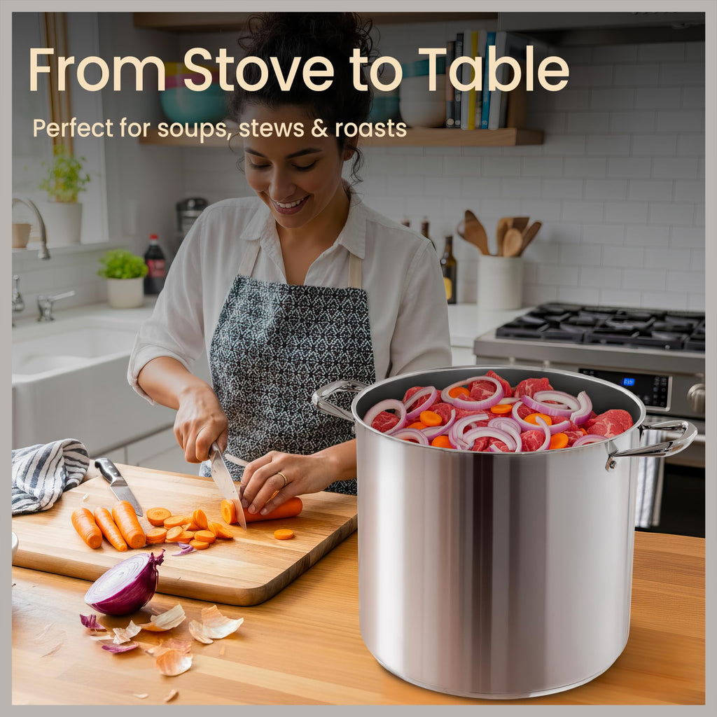 16 Quart Stainless Steel Stockpot with Tempered Glass Lid R4461