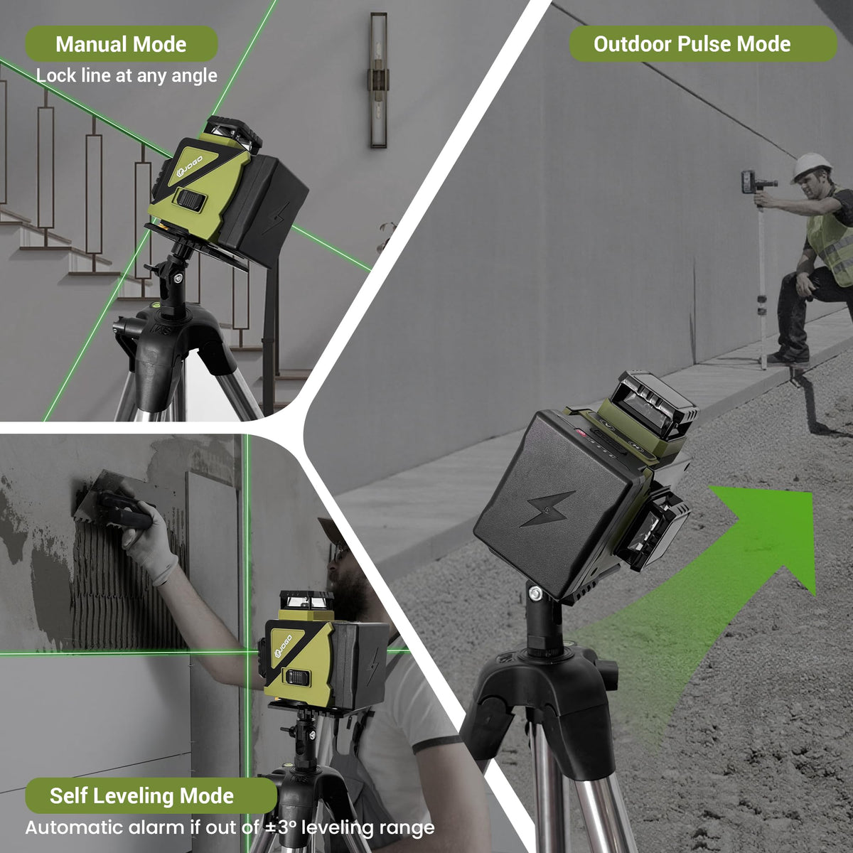 360 Self Leveling Green Laser Level with Magnetic Stand F329
