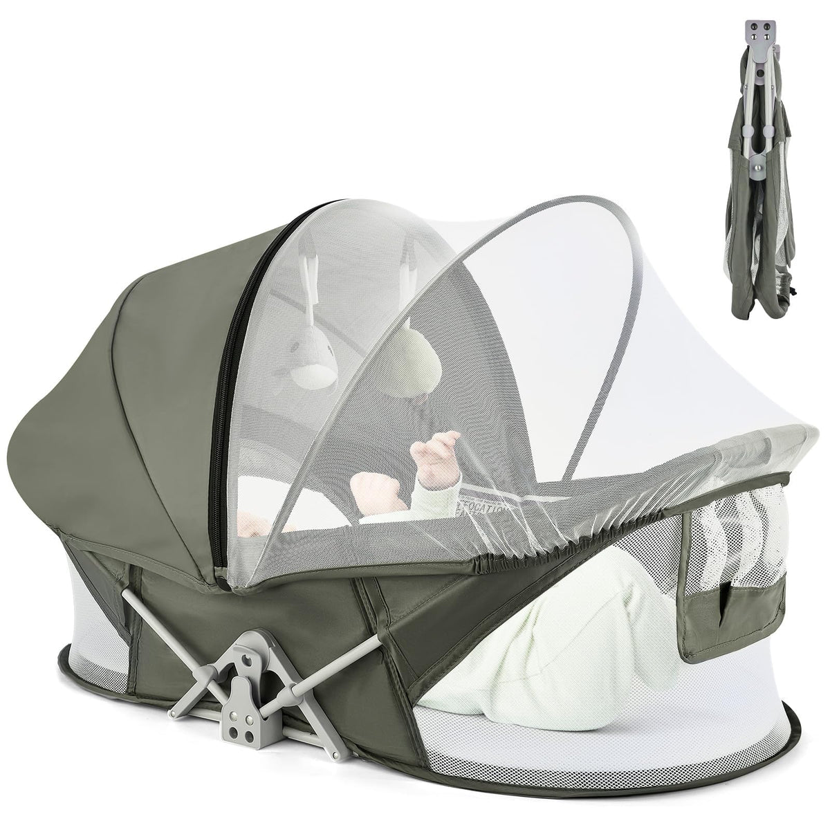 Portable Baby Bassinet with Mosquito Net & Sunshade G662061