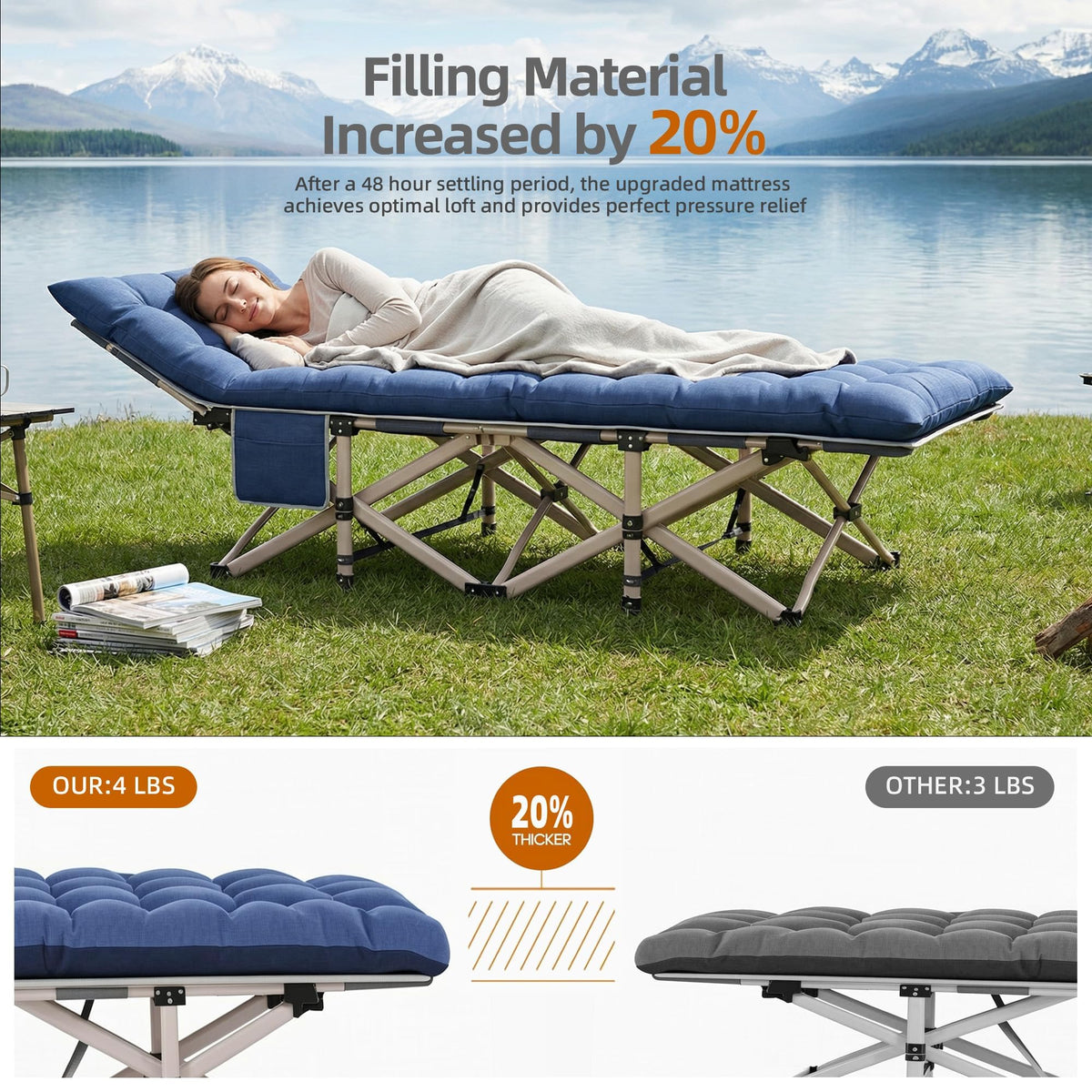 Heavy Duty 2 Pack Folding Camping Cot with Carry Bag S82789