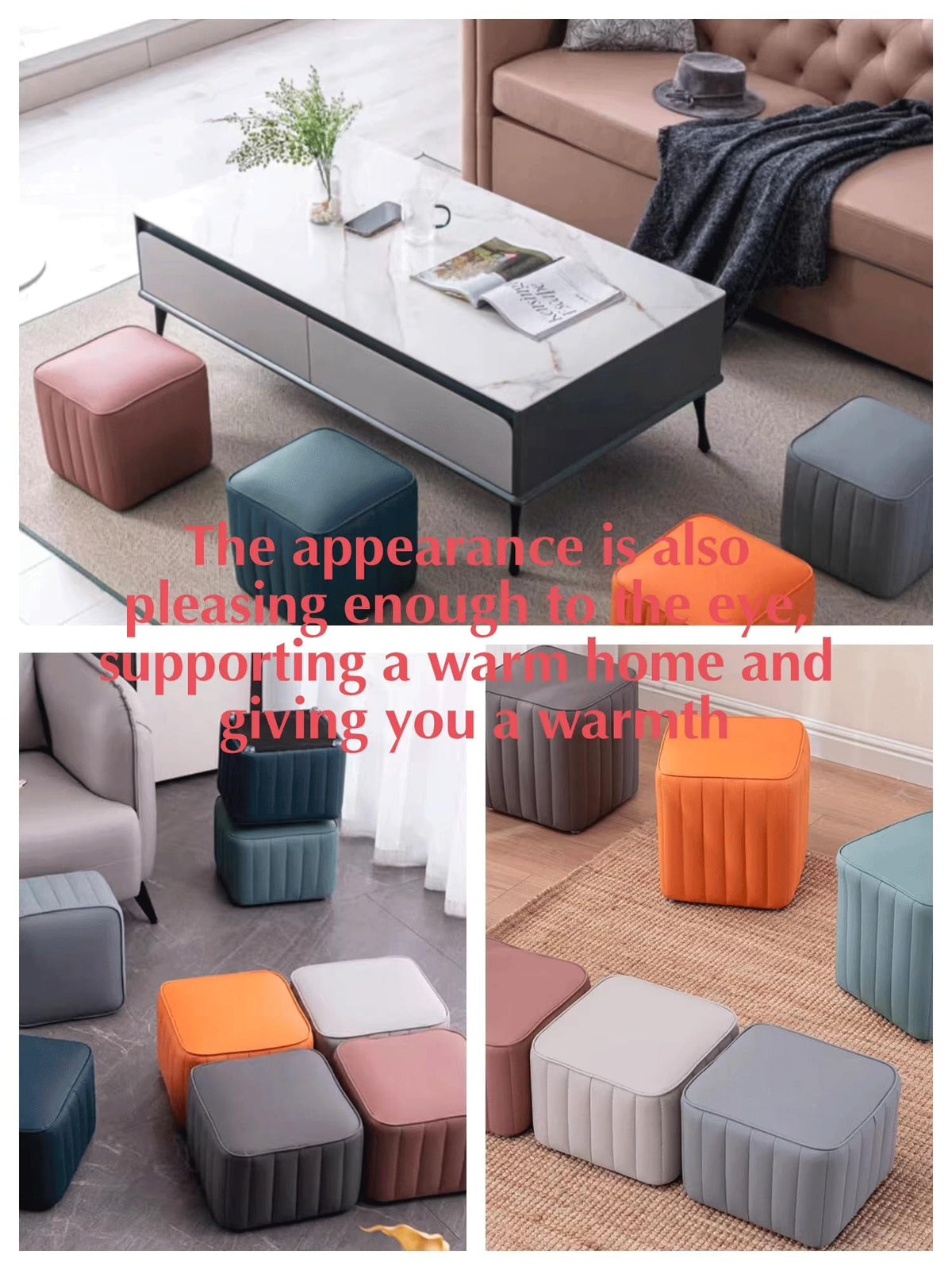 Leather Upholstered Square Footstool Q51127
