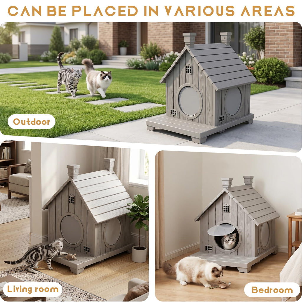 Weatherproof 1-Story Resin Cat House W416185