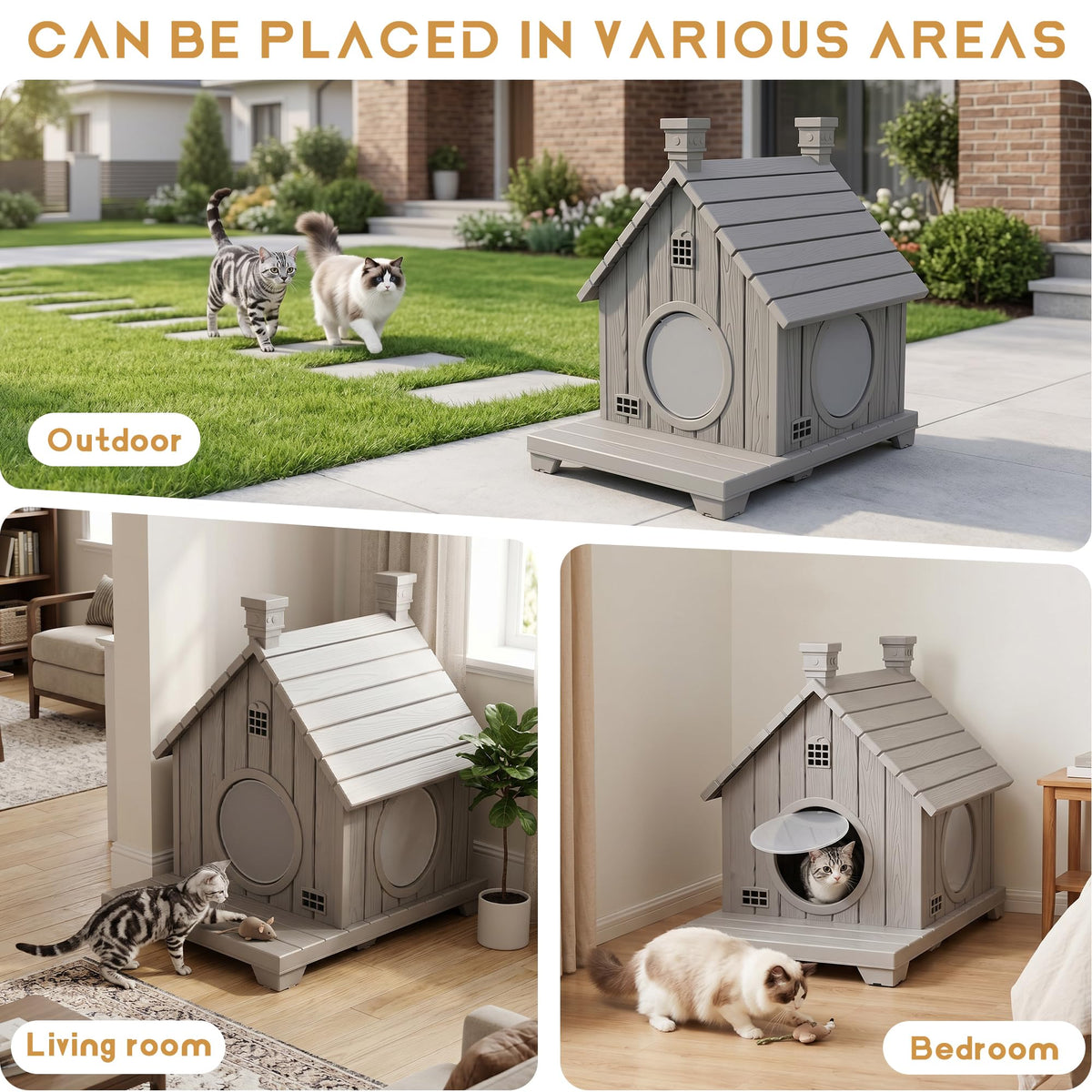 Weatherproof 1-Story Resin Cat House W416185