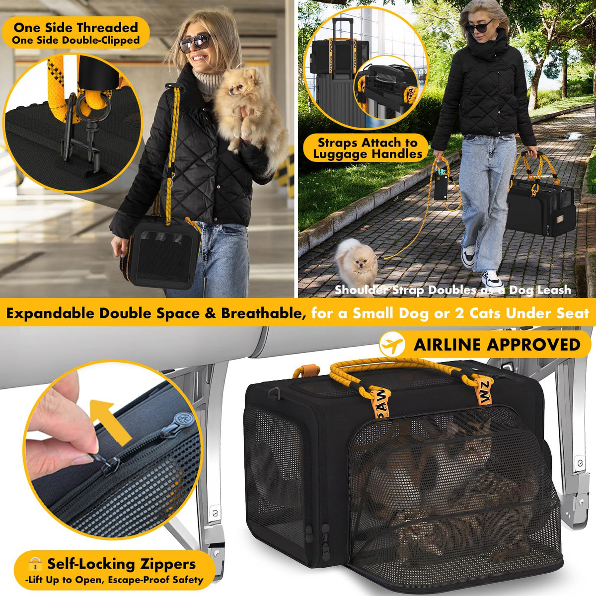 Double Pet Stroller with 2 Detachable Carrier R3281