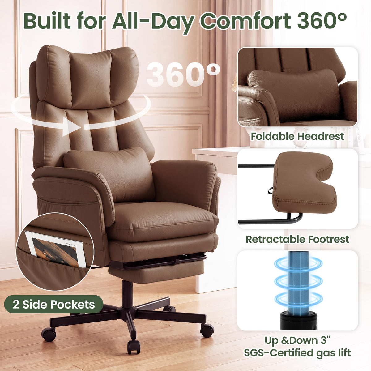 3D Kneading Massage Office Chair with Footrest N593